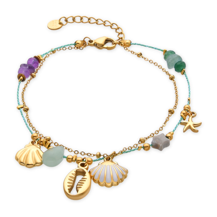 Pulsera con Cristal Multicolor acabado oro 18k