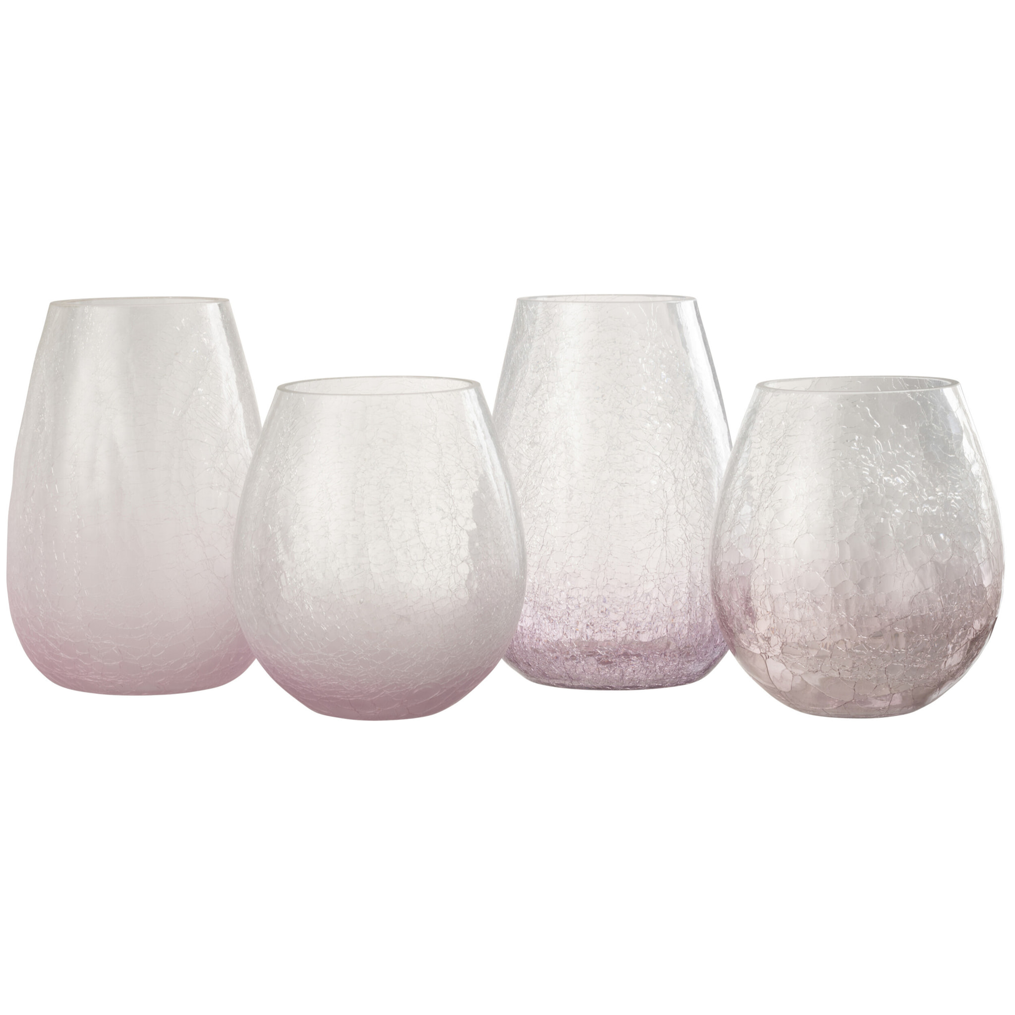J-Line bougeoir Forme Oeuf Craquele - verre - mauve - large - 2 pcs