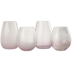 J-Line bougeoir Forme Oeuf Craquele - verre - mauve - large - 2 pcs