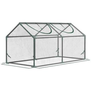 Invernadero de Terraza 120x60x60 cm Caseta de Jardín Acero con 2 Ventanas Enrollables Vivero Casero para Cultivo de Plantas Verduras Flores Transparente