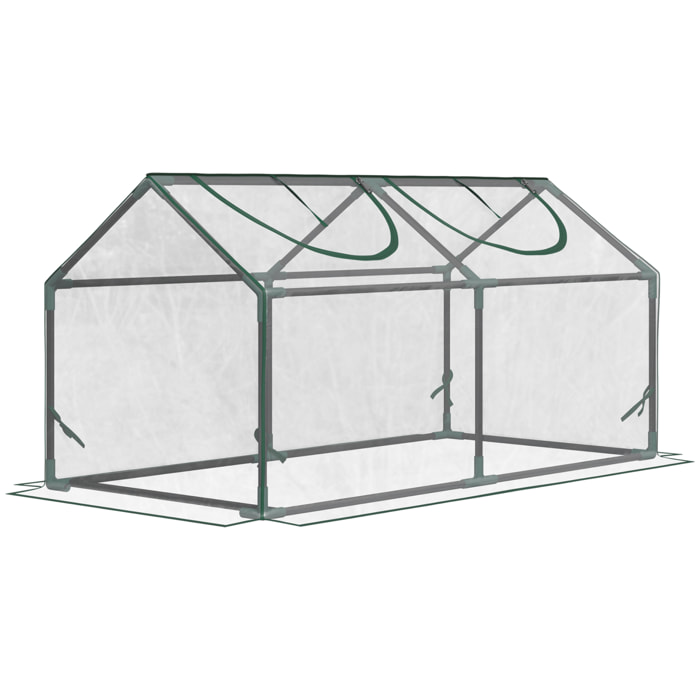 Invernadero de Terraza 120x60x60 cm Caseta de Jardín Acero con 2 Ventanas Enrollables Vivero Casero para Cultivo de Plantas Verduras Flores Transparente