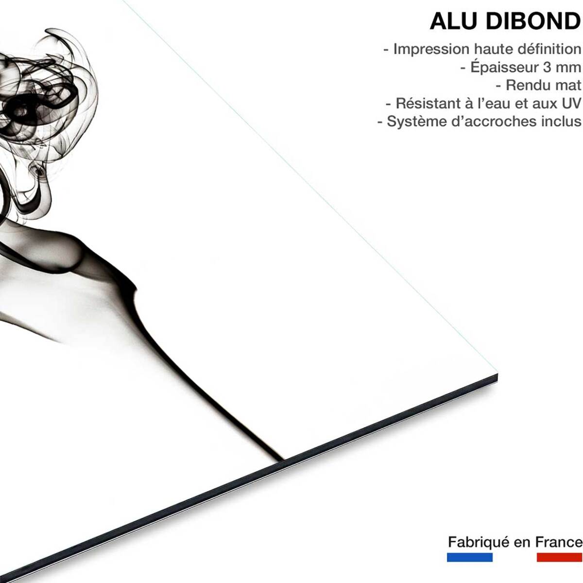 Tableau black smoke the dancer Tableau alu Dibond