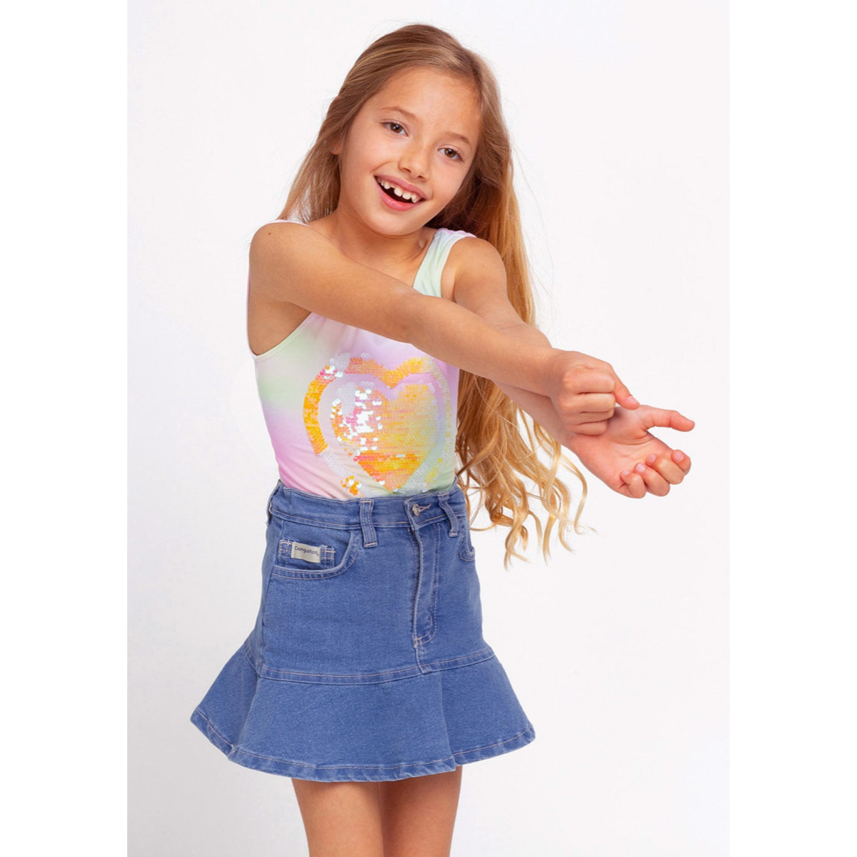 Falda de Niña Volante Denim