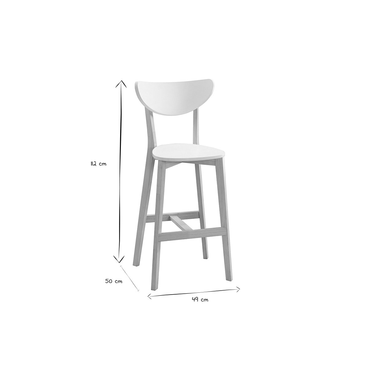 Tabourets de bar scandinaves blanc et bois 75 cm (lot de 2) LEENA