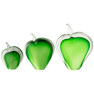 J-Line Set 3 Presse-Papiers Malum Verre Vert/Transparent