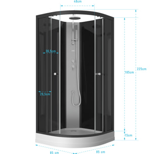 Cabine de douche 1/4 de cercle 85x85x225cm - NEBULA