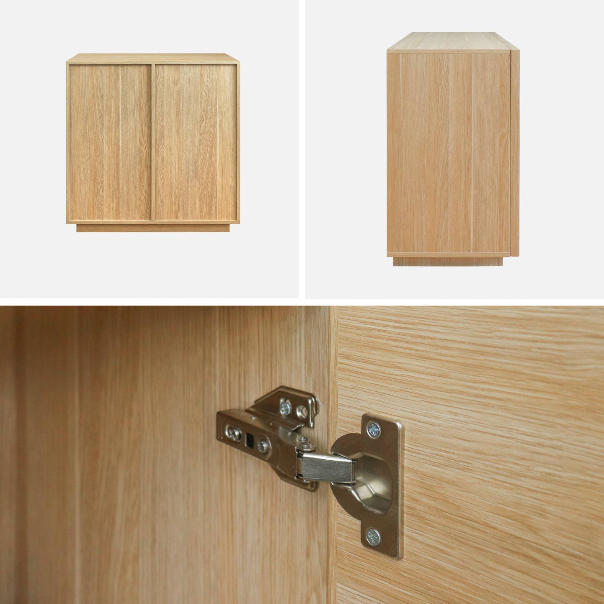 Buffet effet bois naturel 2 portes 80 cm 4 compartiments - L 80 x P 43 x H 85cm - Kuba