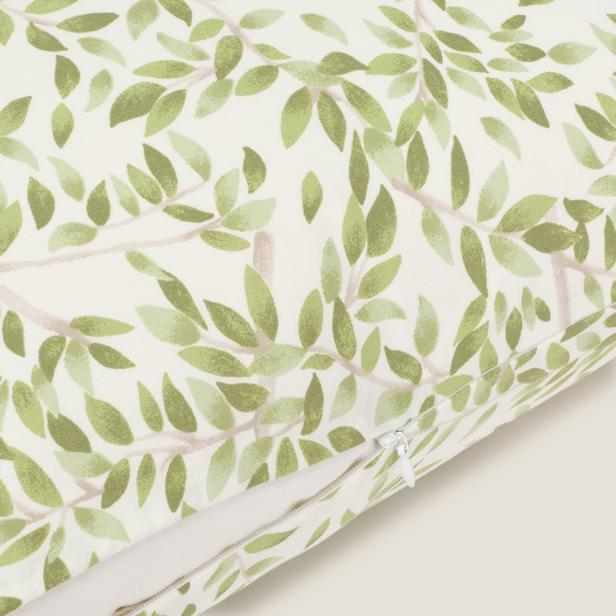 Funda cojín algodón hojas Grama color verde