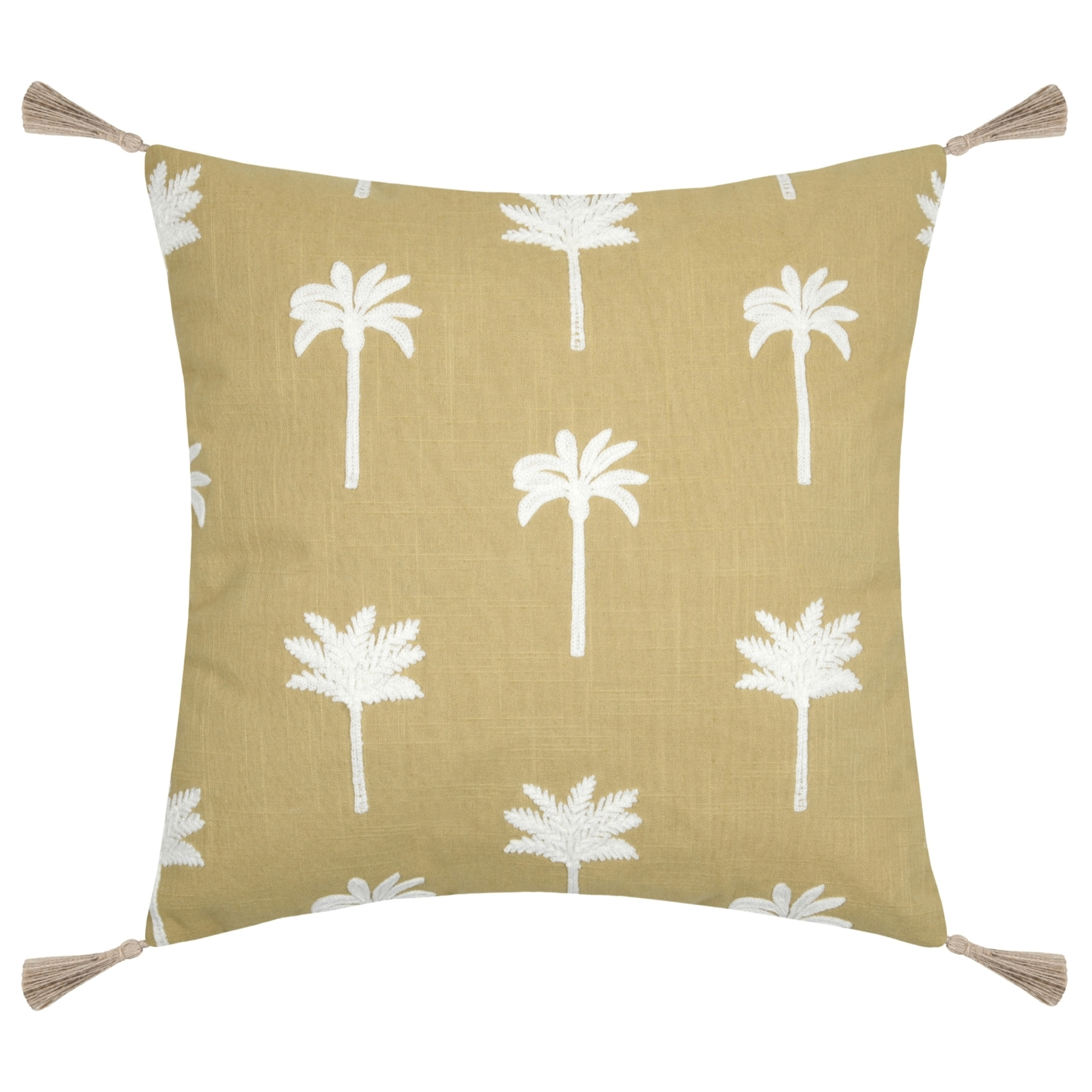 Coussin avec motifs palmier - Jaune moutarde