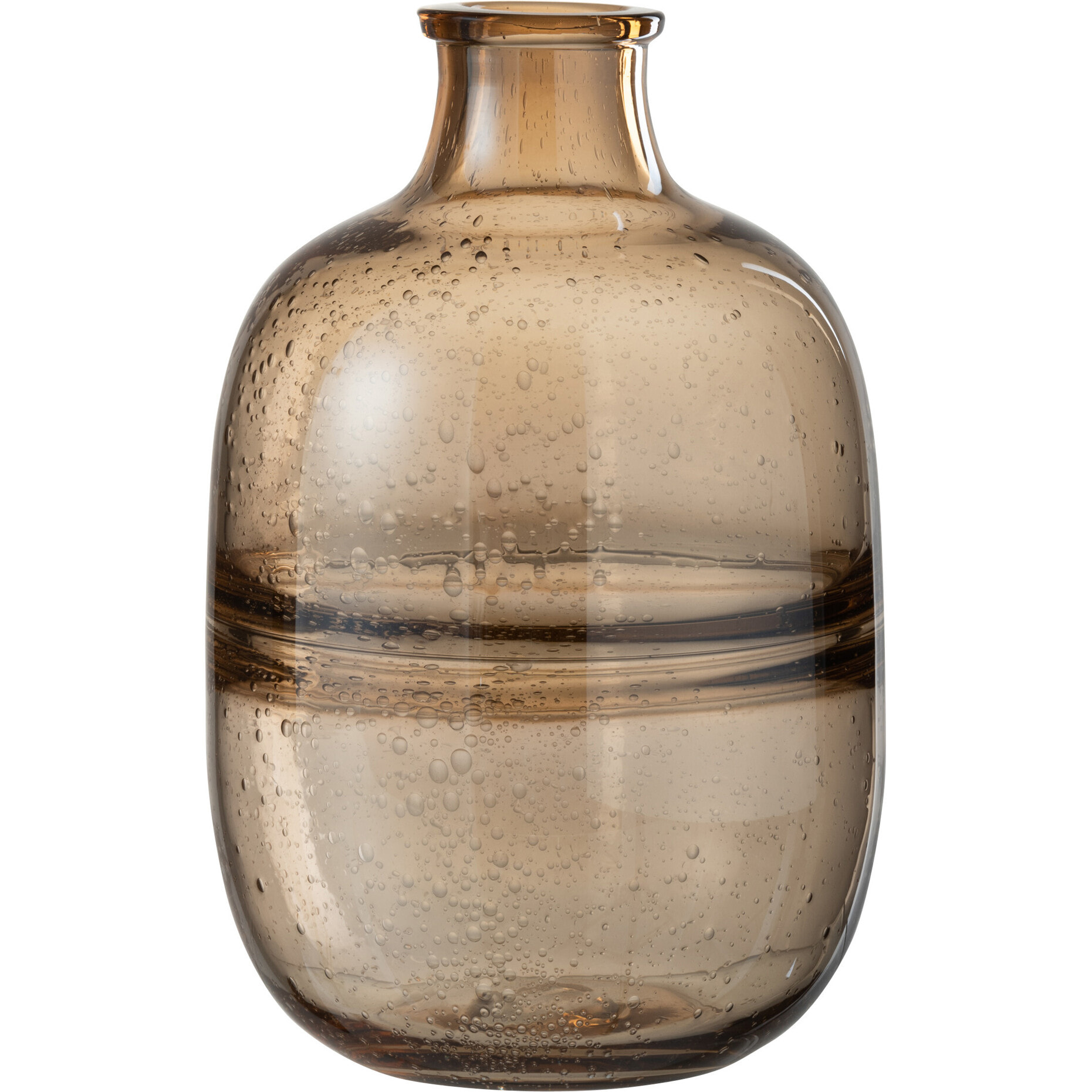 J-Line vase Rond Nervures - verre  - ambre - small - Ø 18 cm