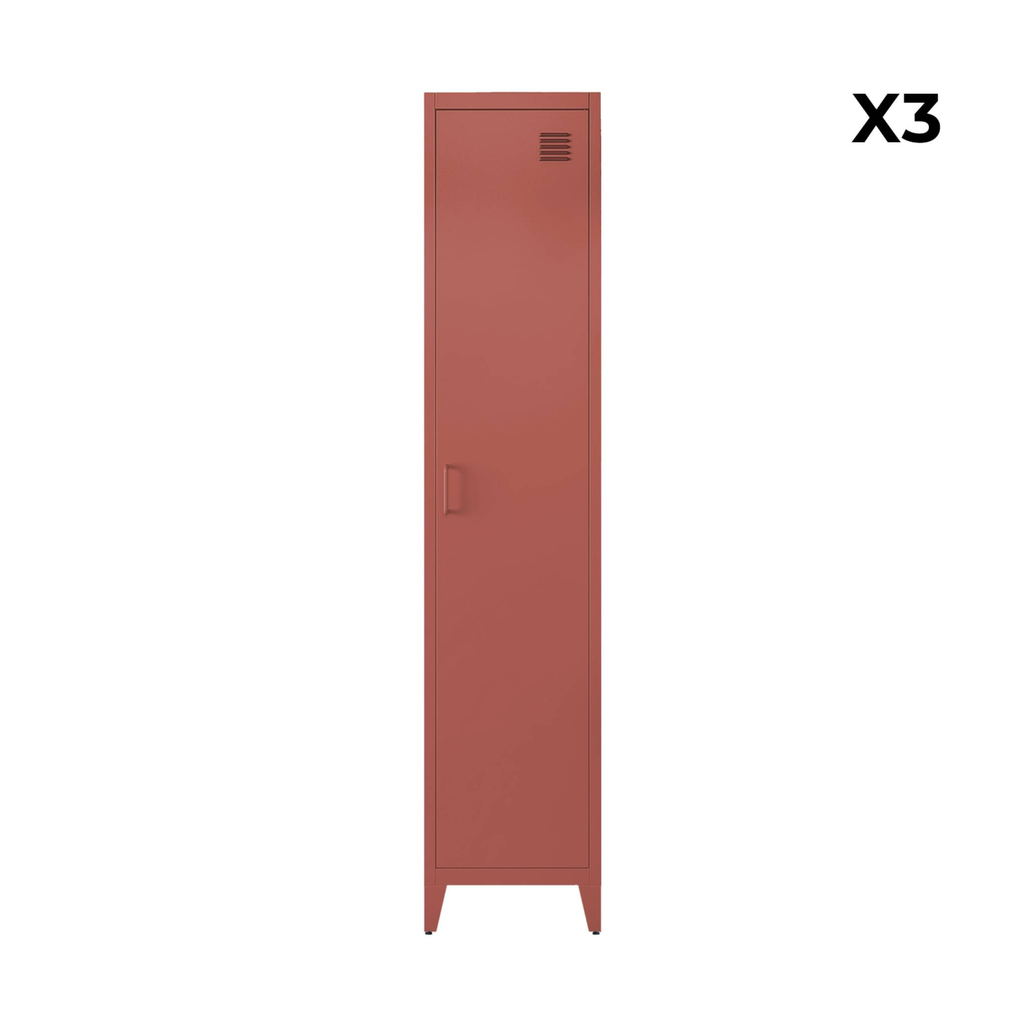 Armoire casier industriel métal 4 espaces de rangement (lot de 3) SOHO