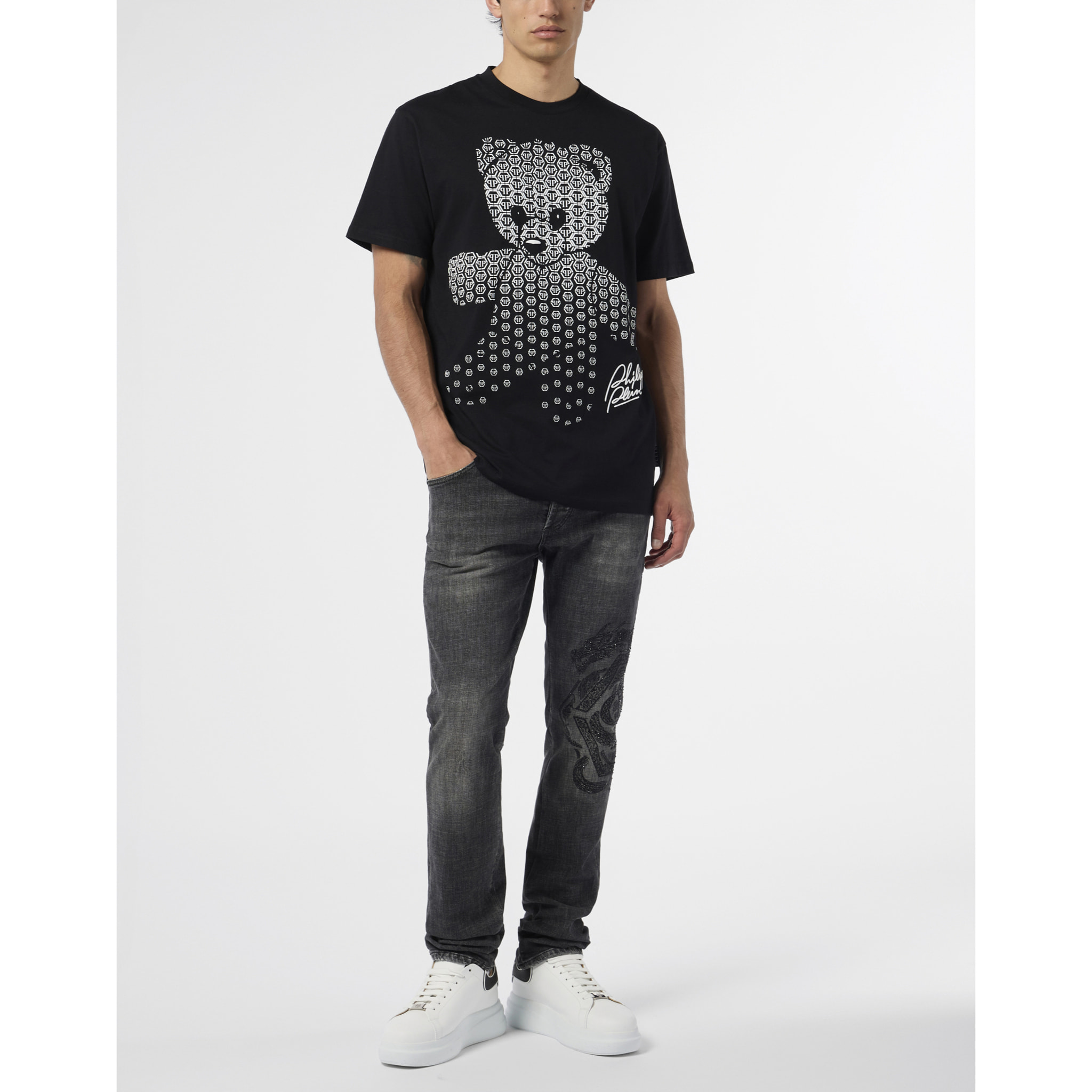 PHILIPP PLEIN Round Neck T-Shirt Puffy Teddy Teddy Bear