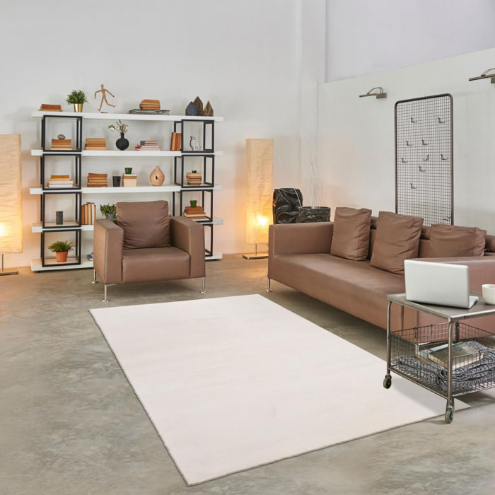 Tapis salon MITA, soft et soyeux, tapis uni à l'aspect Shaggy