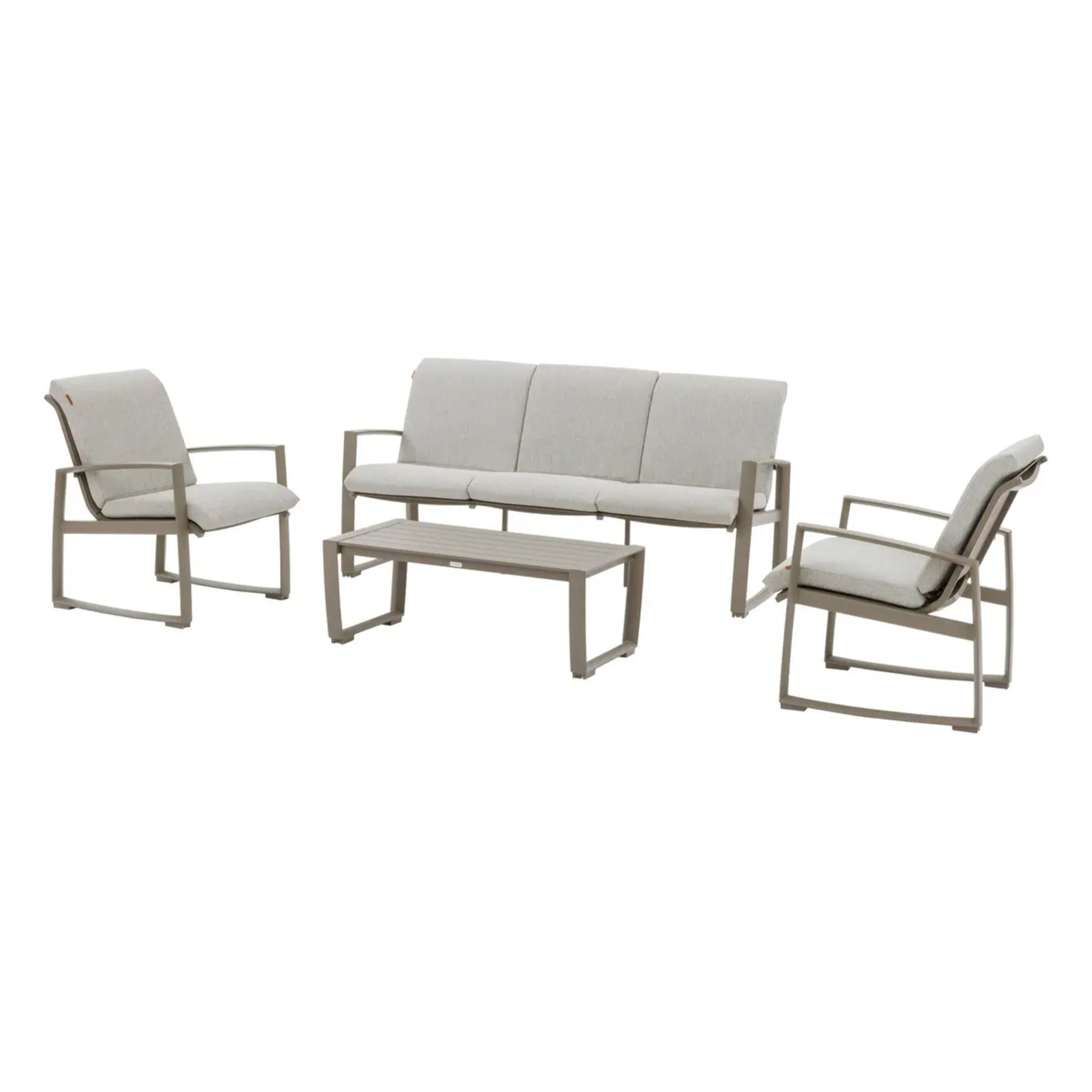 Salon de jardin "Boreane" Noisette & café 5 places en aluminium texaline et polyester