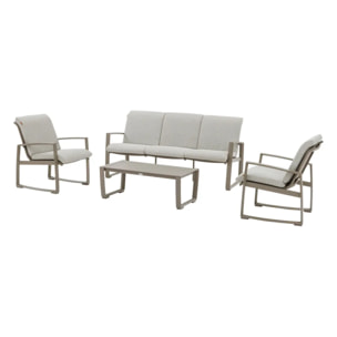 Salon de jardin "Boreane" Noisette & café 5 places en aluminium texaline et polyester
