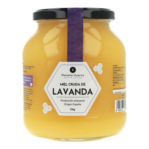 PLANETA HUERTO | Miel Cruda de Lavanda 1 Kg, Miel Artesanal 100% Natural, Sin Filtrar ni Pasteurizar - Miel Cruda Origen España con Alta Concentración de Néctar de Espliego