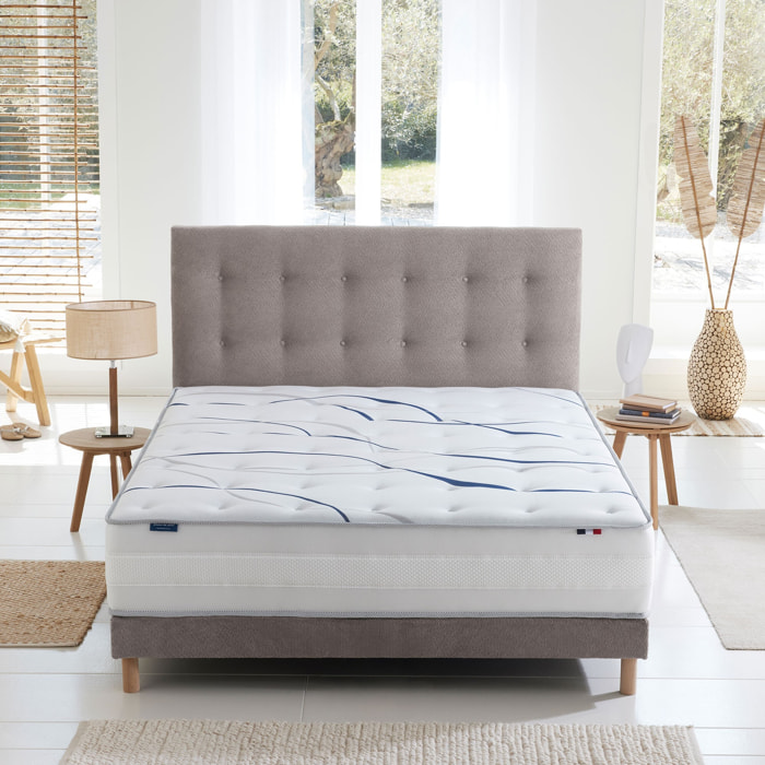 Ensemble matelas mémoire de forme MEMORIA + sommier, chenille bouclettes Gris clair