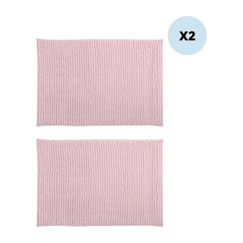 Lot de 2 tapis de bain CHENILLE 40x60 Rose Pastel MSV