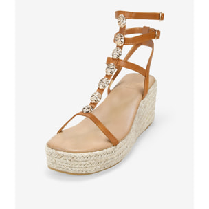 Sandalias de dedo cuero con suela de esparto