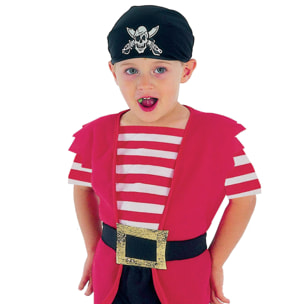 Travestimento Costume Carnevale Piratino Piccolo Pirata Rosso Nero Bambino