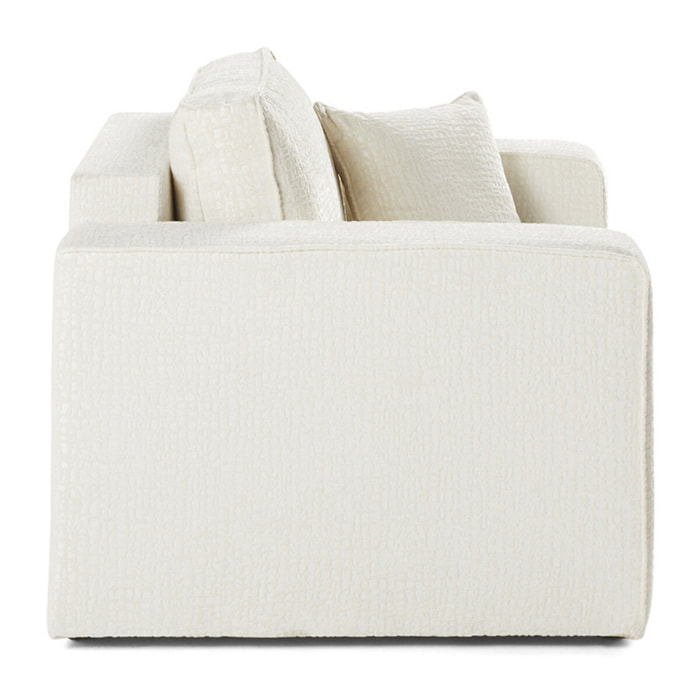 Topaze - fauteuil - en tissu velours relief - Ecru