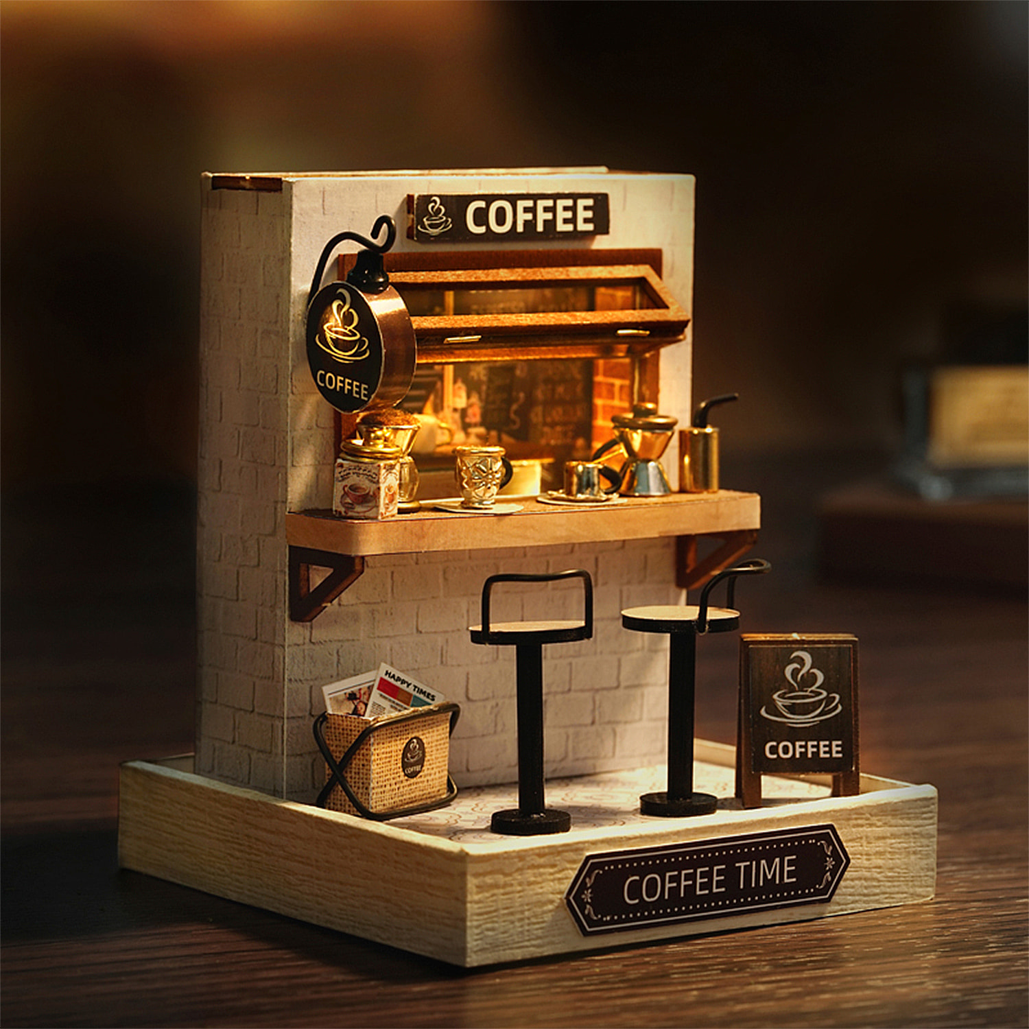 Colección Rincón de la felicidad, Tiempo de Café. Maqueta 3D realista con gran detalle, cubierta antipolvo y luces led.