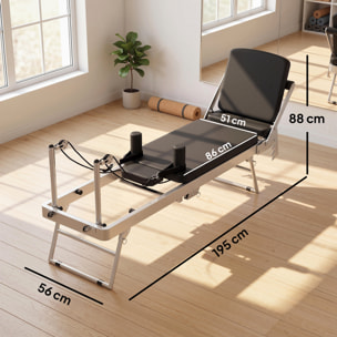 Machine reformer pilates pliable système hybride 4 ressorts acier blanc