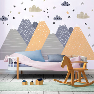 Stickers muraux enfants - Décoration chambre bébé - Autocollant Sticker mural géant enfant montagnes scandinaves JIKA