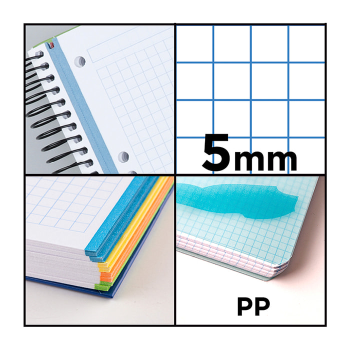 PACK 5 UNITA' QUADERNO PP A5 120 FOGLI RETICOLARE