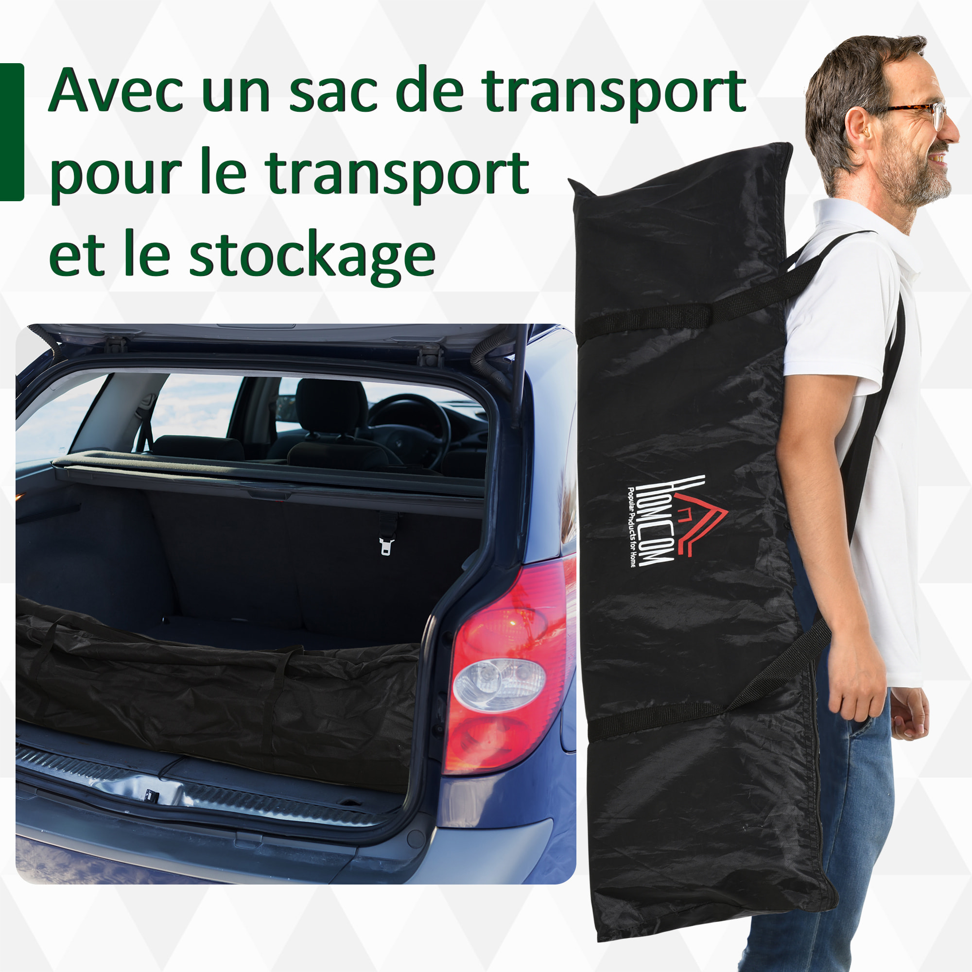 Lot de 2 buts de foot portables avec sac de transport et piquets d'ancrage blanc noir