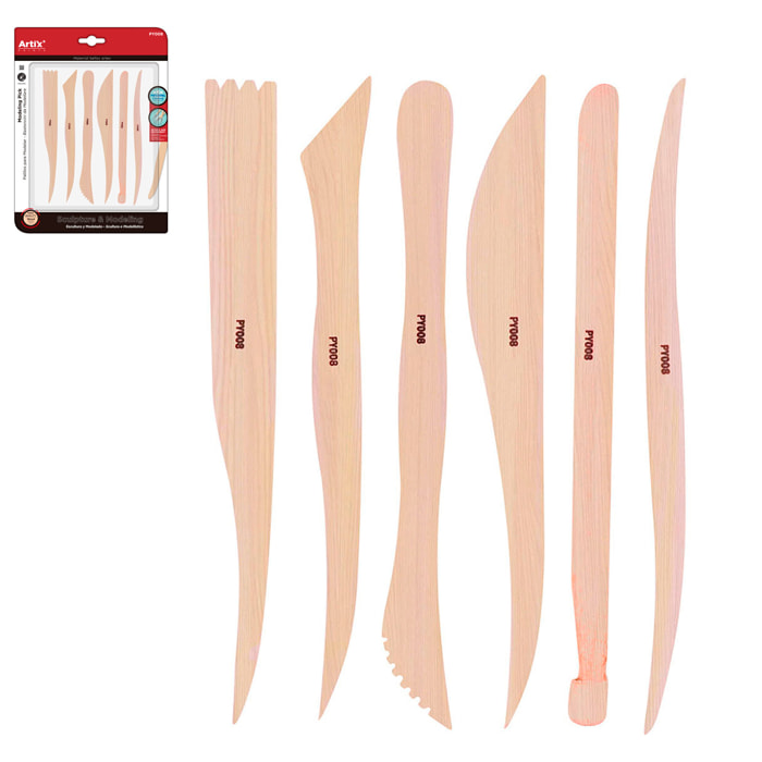 ESPÁTULAS DE MADERA PARA MODELAR 6 Uds.