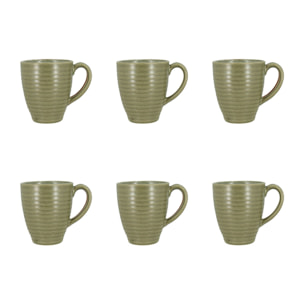 Lot de 6 mugs 40cl en grès vert TURBOLINO