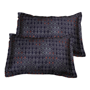 Lot de 2 Taies d'oreiller satin de coton imprimé Majeur