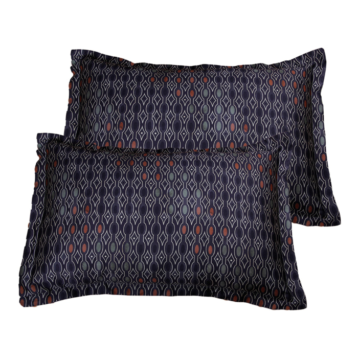 Lot de 2 Taies d'oreiller satin de coton imprimé Majeur