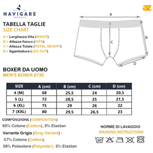 Boxer Uomo Navigare, Art.873/E Assortito (2 Neri + 1 Blu + 1 Grigio) M