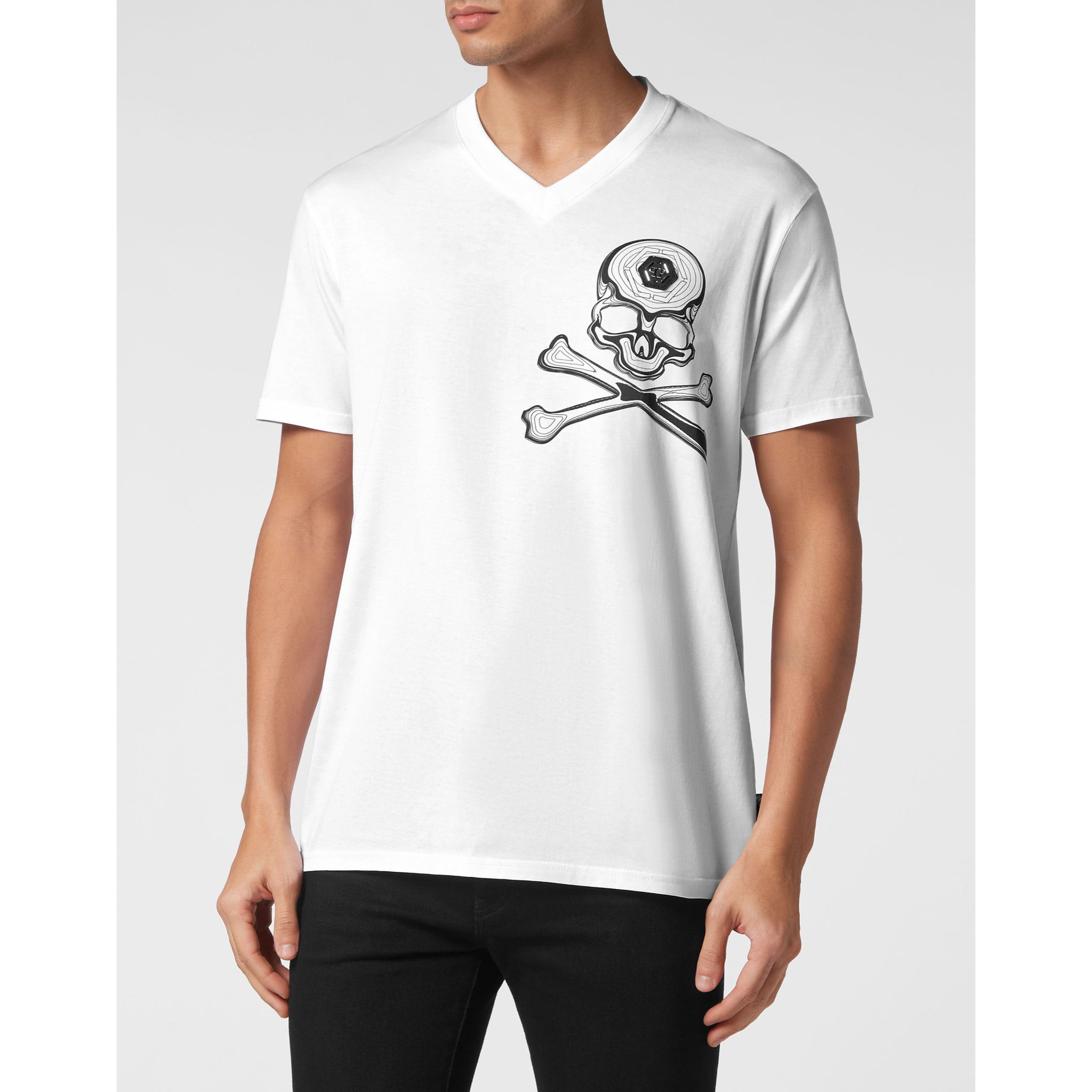 PHILIPP PLEIN Camiseta cuello pico SKULL&BONES