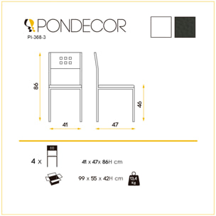 Set de 4 sillas – Polipiel lisa con diseño minimalista