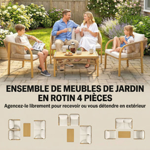 Salon de jardin colonial 4 places kaki beige
