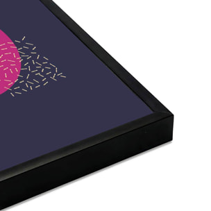 Affiche abstraite géométrique dorée fond violet moderne Affiche + cadre en métal - Noir