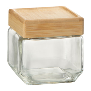 J-Line pot de conservation Louis - verre/bambou - transparent/naturel - small