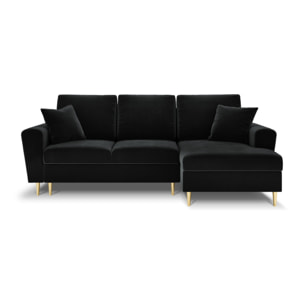 Canapé d'angle droit convertible avec coffre de rangement "Kyoto" 4 places en velours noir