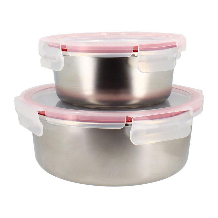 Lot de 2 boîtes hermétiques en acier inoxydable