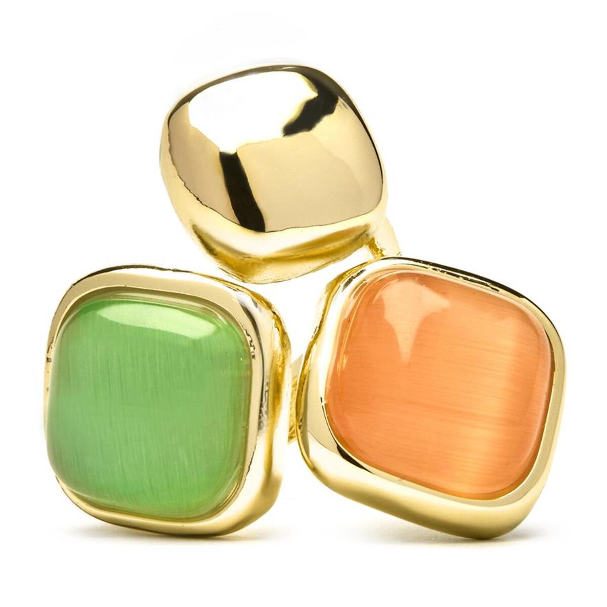 Anillo con Ojo de Gato Multicolor acabado oro 18k