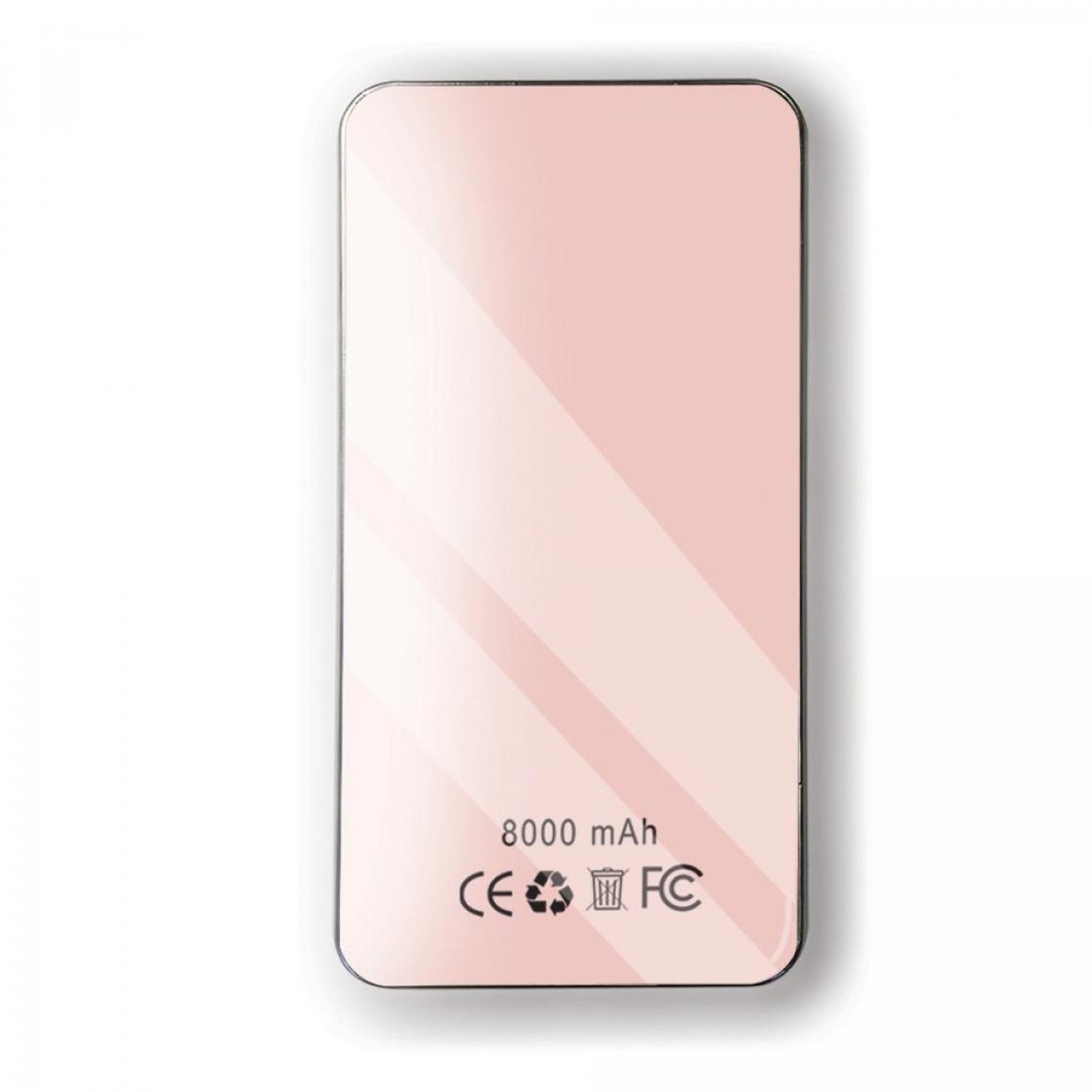 Batterie en verre trempé universel 8000mAh Pluie de Bonheur Rose Motif Ecriture Tendance La Coque Francaise