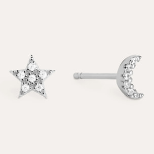 Pendientes Moon & Star Plata