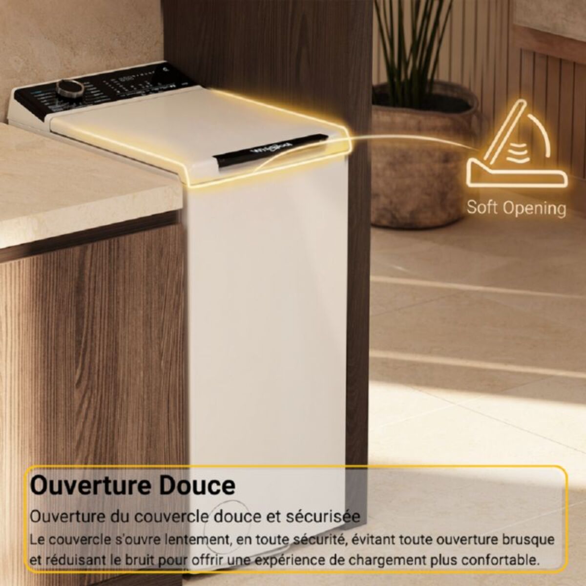 Lave linge top WHIRLPOOL TW621CSILENCEFR - 6 kg - 1200 tr/min - Classe A - Moteur induction - Connecté WiFi