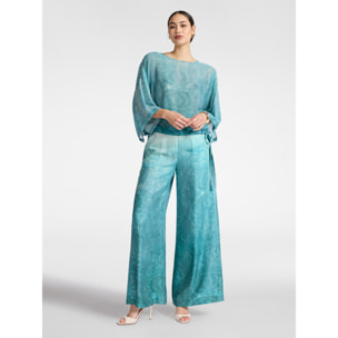 Elena Mirò - Blusa in georgette stampata - Azzurro