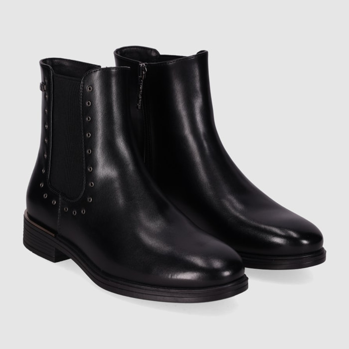 Botines de Piel Sintética - Negro - Tacón: 3 cm