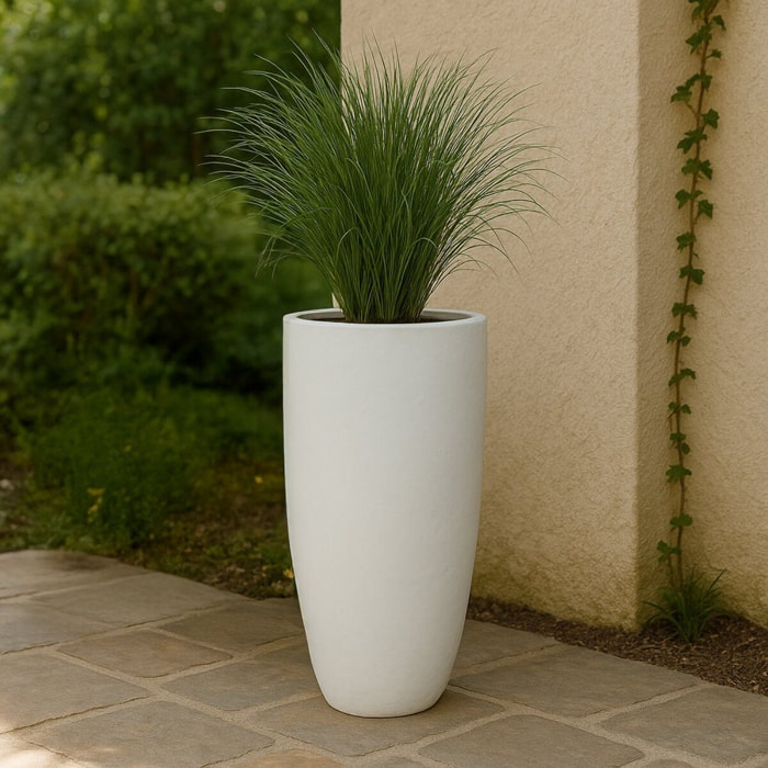 Vaso in terracotta smaltata bianca 46x78 cm - Real