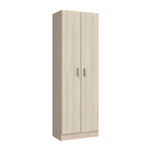 Armadio multiuso Salem, Mobile ausiliario a 2 ante, Portascarpe con 3 ripiani, Scarpiera alta moderna, cm 59x37h180, Rovere